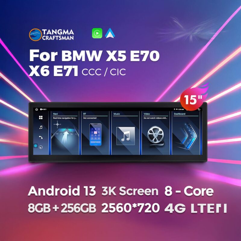 BMW X5 E70/X6 E71 Special 【BMW X5 E70/X6 E71 Special】15-inch Android large screen navigation upgrade kit | Non-destructive modification of the original car screen CIC/CCC compatible | Touch reversing image + multimedia entertainment + CarPlay/HiCar【BMW X5 E70/X6 E71 Special】15-inch Android large screen navigation upgrade kit | Non-destructive modification of the original car screen CIC/CCC compatible | Touch reversing image + multimedia entertainment + CarPlay/HiCar