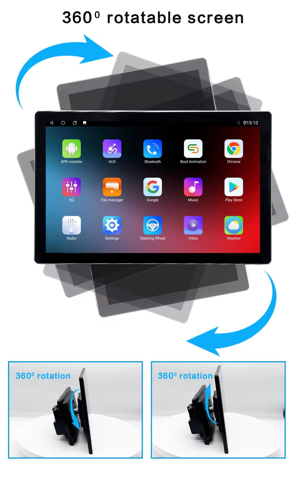 13 Inch Rotating Android Car Stereo with 1920x1200 Screen