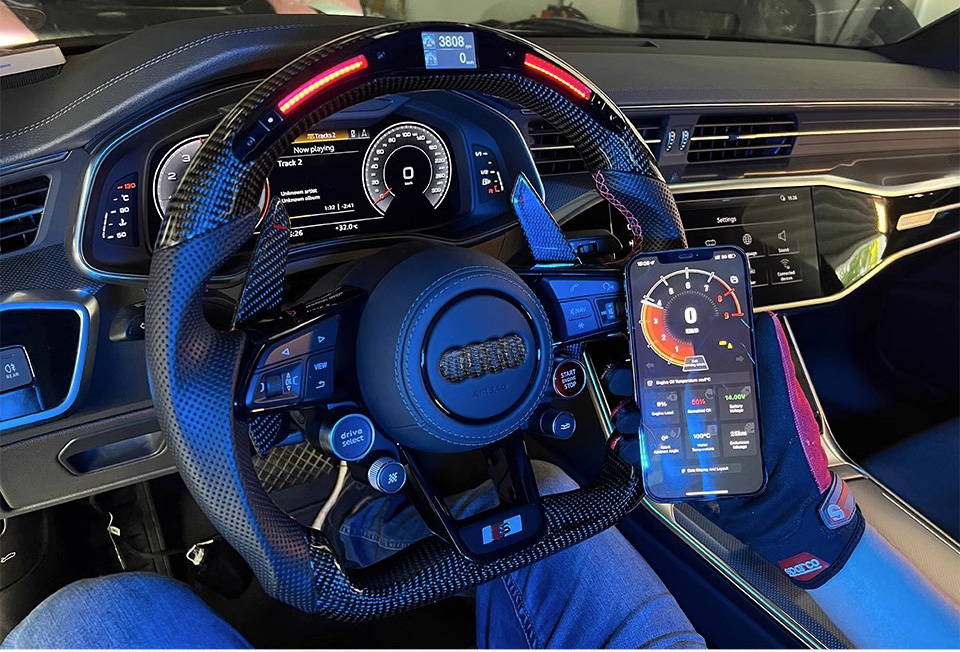 LED Carbon Fiber Steering Wheel for BMW Benz Audi VW