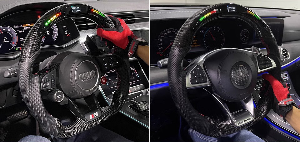 LED Carbon Fiber Steering Wheel for BMW Benz Audi VW
