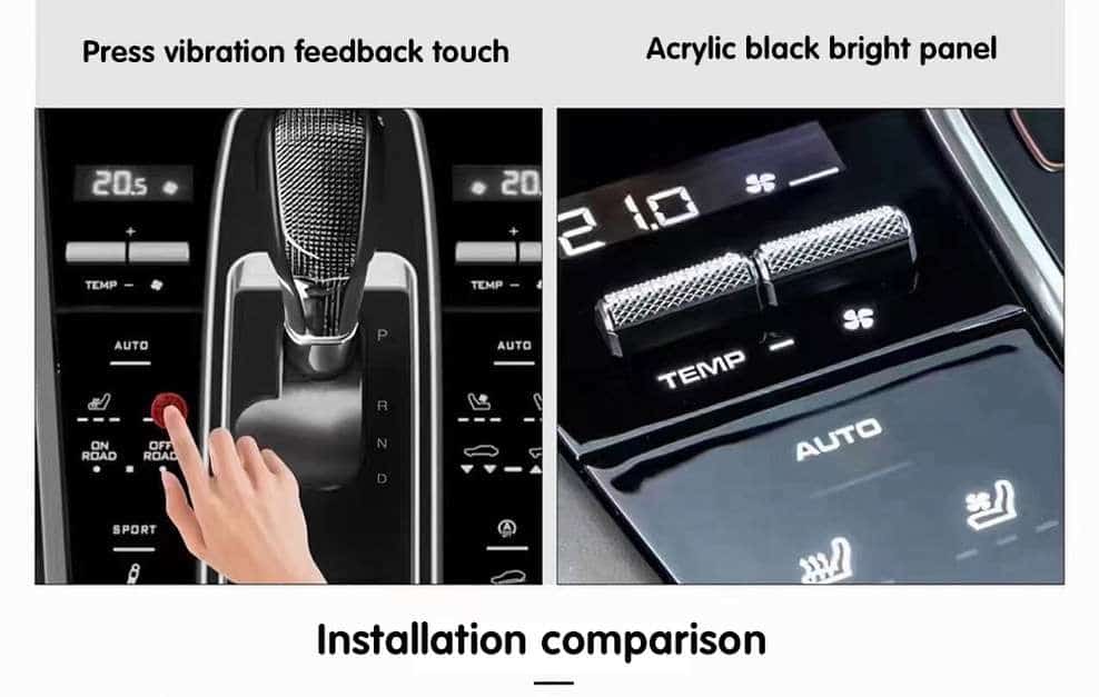 Porsche full touch saddle seat 2010-17 upgrade: Non-destructive interior replacement for Cayenne, Macan, Panamera. Premium touch control modification.