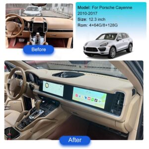 Porsche Cayenne dual screen 12.3 HD Android player for 2014-2017 models, high-resolution passenger entertainment with seamless OEM dash integration. | TANGMA CRAFTSMAN