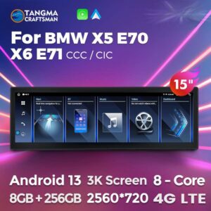 14.9 inch BMW X5 E70 X6 E71 Android 13 head unit 3K display upgrade。