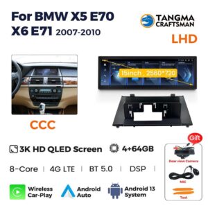 Auto Radio Gps Navigatie Multimedia 14.9-inch 3K Screen Draadloze Carplay Android  Voor Bmw X 5 E 70X6 E71 Ccc Cic Touchscreen | TANGMA CRAFTSMAN