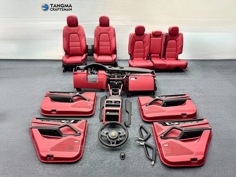 Porsche interior upgrade pomegranate red calf leather full car kit Porsche interior upgrade pomegranate red calf leather full car kit