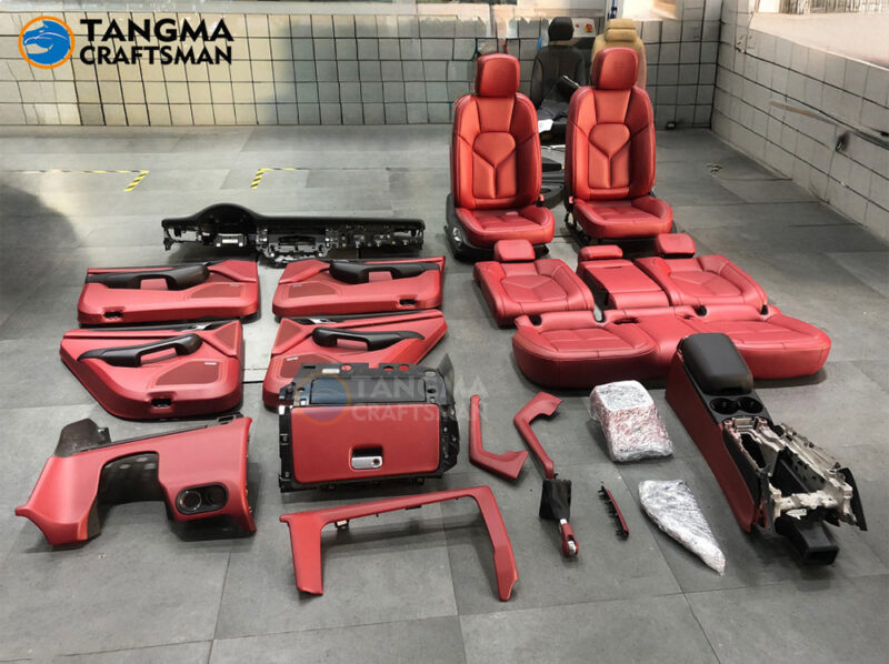 Porsche interior upgrade pomegranate red calf leather full car kit Porsche interior upgrade pomegranate red calf leather full car kit