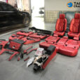 Porsche interior upgrade pomegranate red calf leather full car kit