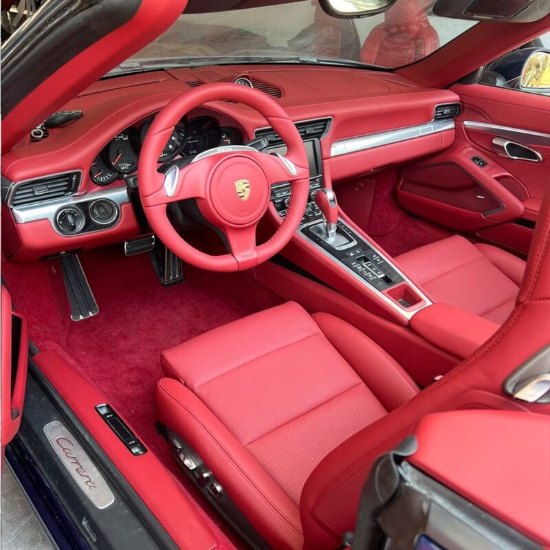 Porsche 911 interior upgrade pomegranate red calf leather full car kit Porsche 911 interior upgrade pomegranate red calf leather full car kit
