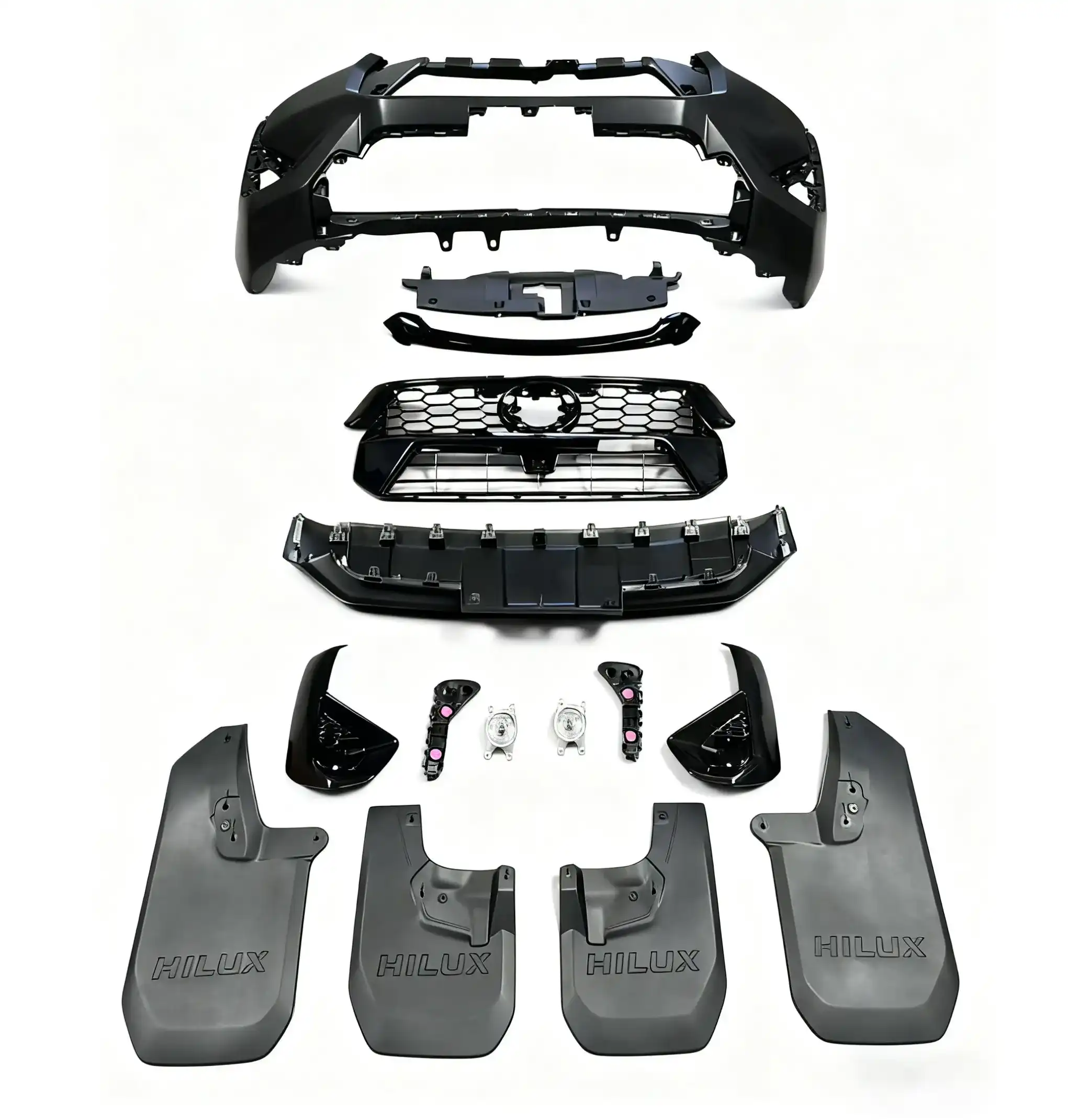 Toyota Hilux Revo Rocco Upgrade Kit | 2016-2020 Old to New GR Front Bumper Grille Body Kit Headlights Taillights