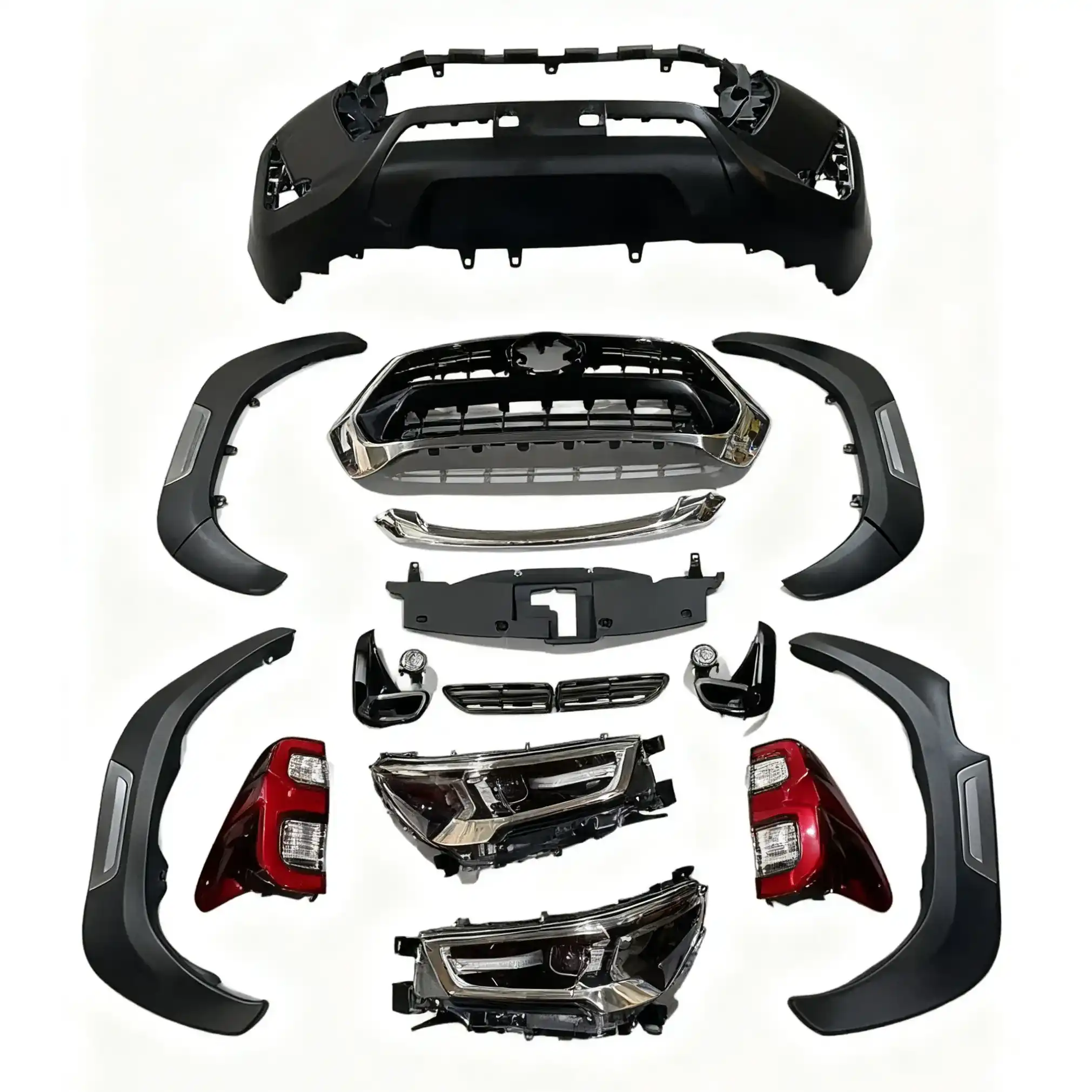 Toyota Hilux Revo Rocco Upgrade Kit | 2016-2020 Old to New GR Front Bumper Grille Body Kit Headlights Taillights