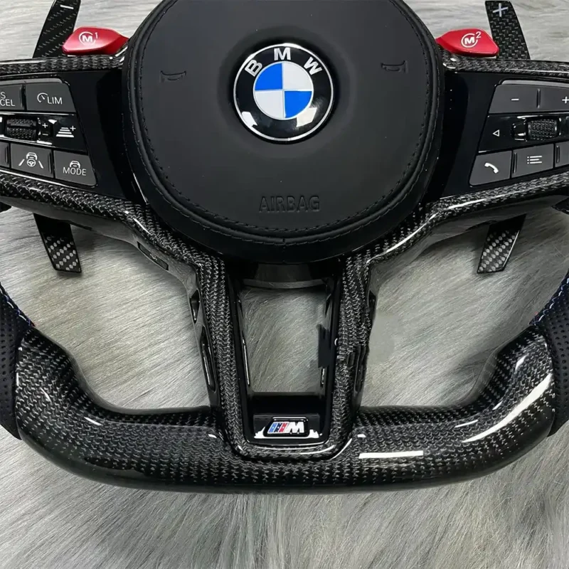 BMW Carbon Fiber Steering Wheel with Premium Leather Multifunctional BMW Carbon Fiber Steering Wheel with Premium Leather Multifunctional