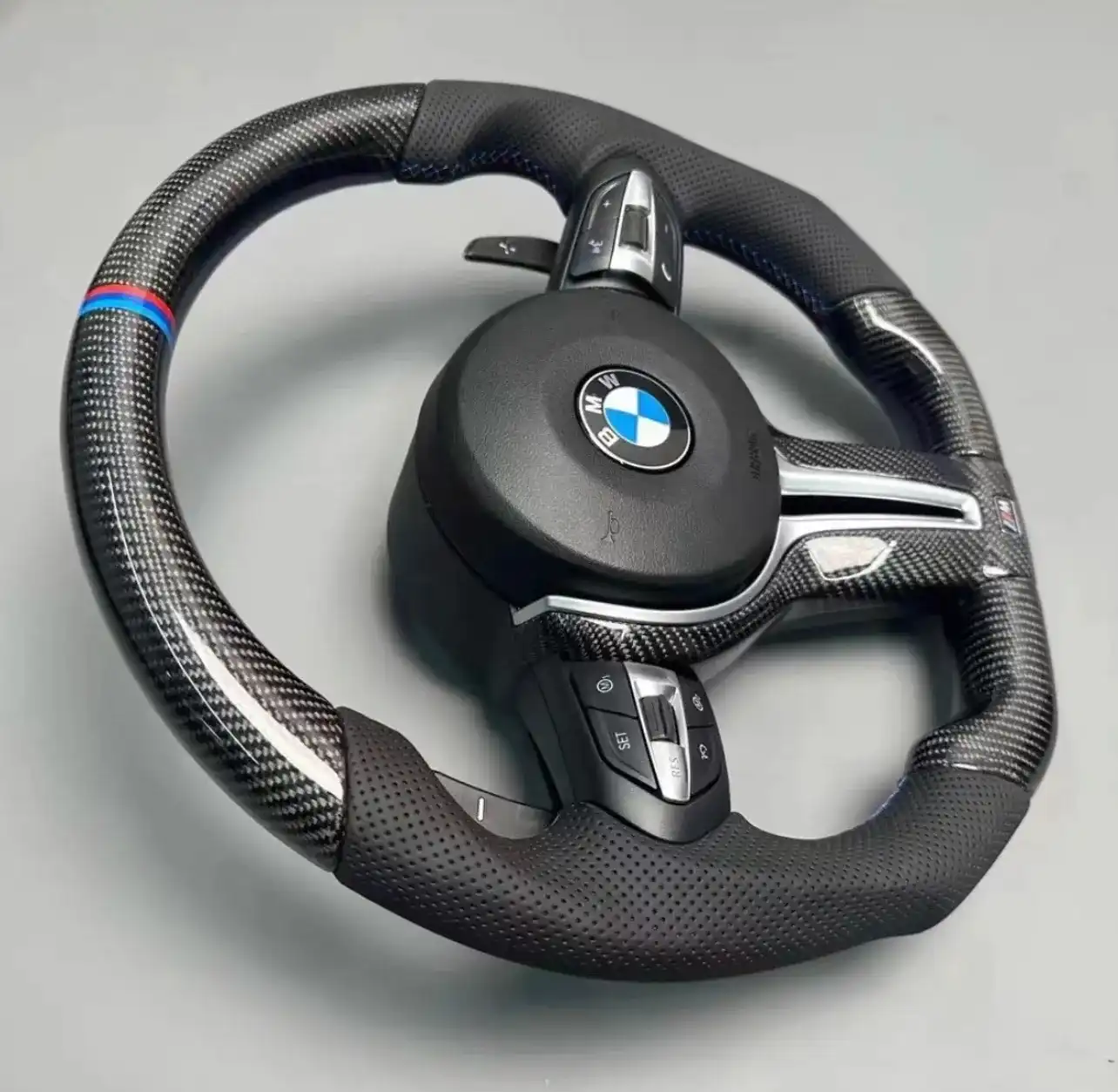 BMW Carbon Fiber Steering Wheel with Premium Leather Multifunctional 