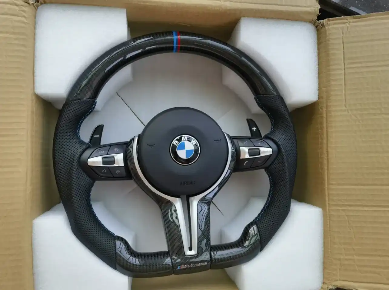 BMW Carbon Fiber Steering Wheel with Premium Leather Multifunctional 