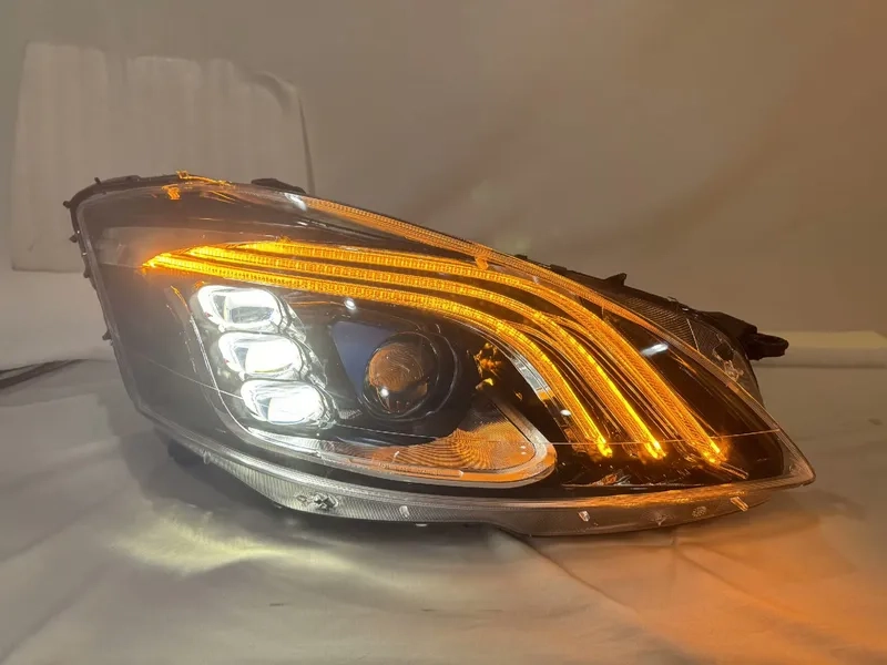 06+ Mercedes S-Class LED Headlights W221 3-Bar DRL